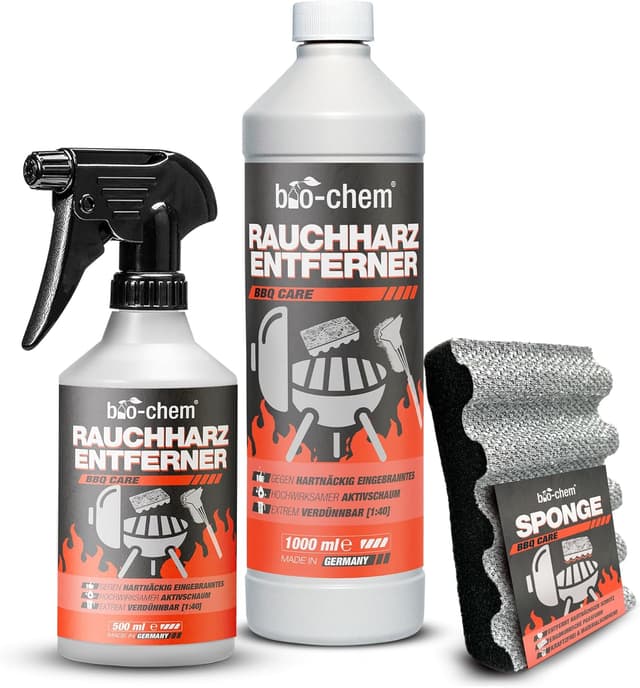 Detalle de bio-chem CLEANTEC Rauchharz-Entferner Konzentrat für Backofen & Grill, 500 ml + 1000 ml Nachfüllflasche