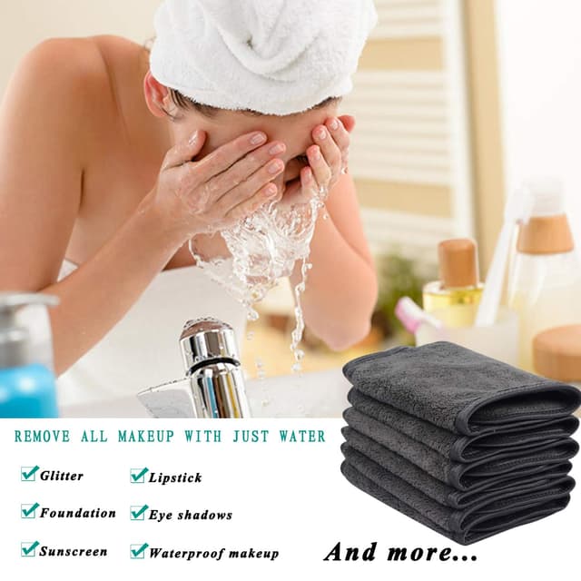Detalle de KinHwa Microfaser Waschlappen Make-up Entferner – waschbare Abschminktücher, 6er-Pack (dunkelgrau), 15×30 cm