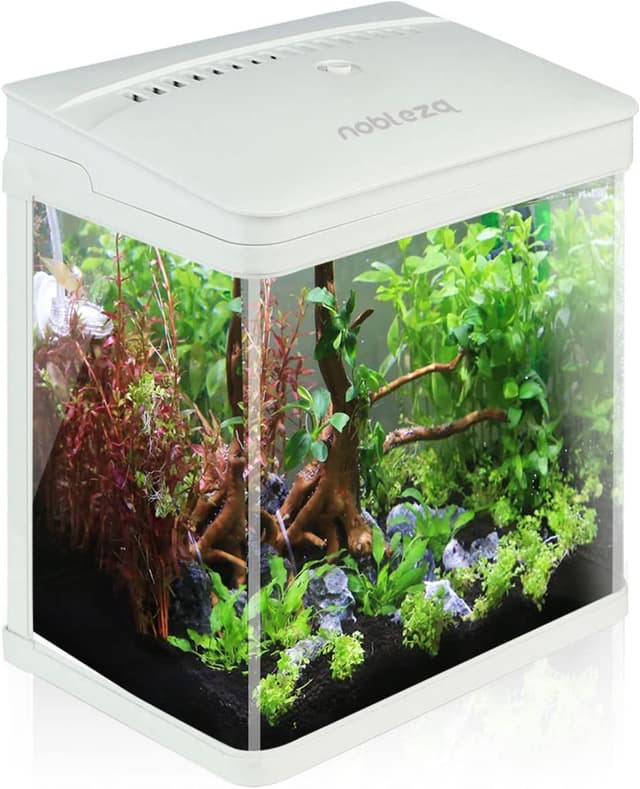 Detalle de Nobleza Nano acquario da 7 litri in vetro e plastica con LED e filtro interno incluso (bianco)