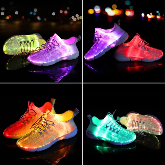 Detalle de Shinmax LED Chaussures 7 couleurs USB – Sneakers lumineuses rechargeables, respirantes et légères