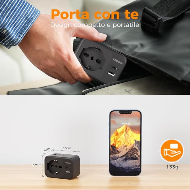 Thumbnail 5 de TESSAN Presa Multipla 2500W con USB C