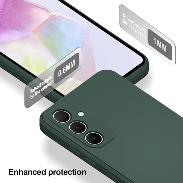 Detalle de Btstring Silikonhülle für Samsung Galaxy A35 – Ganzkörper-Case mit weichem Mikrofaserfutter (Grün)