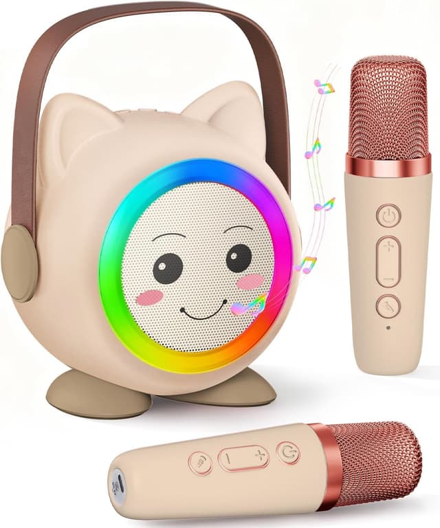 Detalle de Mini Karaoke Machine Toy Portable with 2 Microphones 🎤