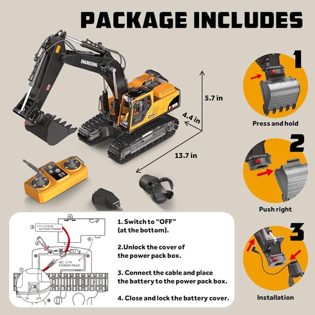 Thumbnail 6 de CozyBomB Construction Digger RC excavator with 3 heads