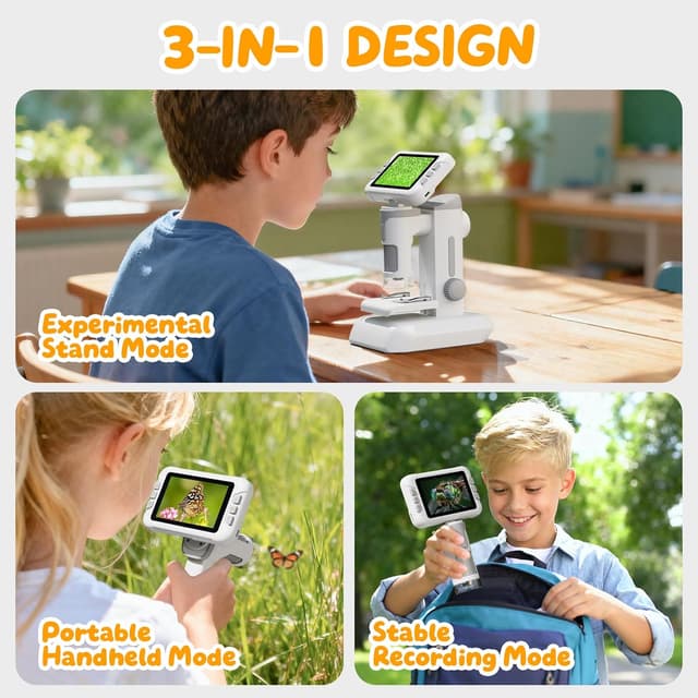 Thumbnail 4 de HEWEIMEI 1600X Kinder-Mikroskop 4K, 4,0" Bildschirm 🔬