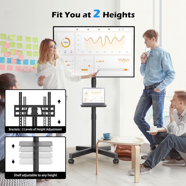 Detalle de BONTEC Mobile TV Stand 23–60in 25kg