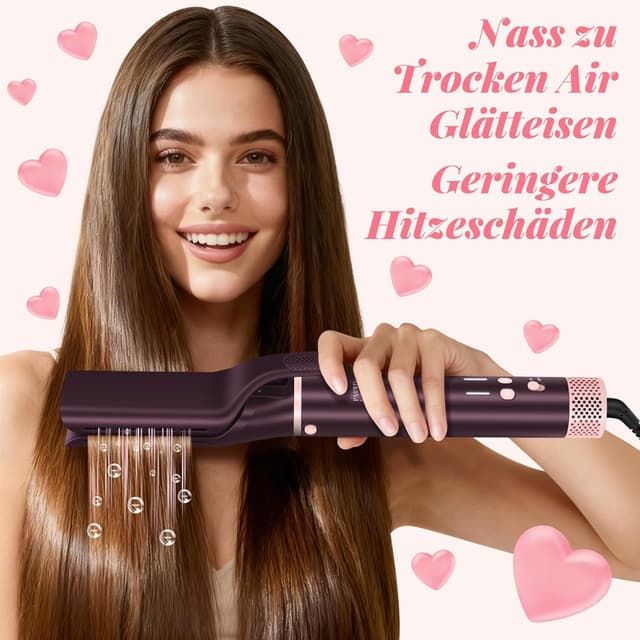 Detalle de PARWIN PRO BEAUTY MaxAIR 2.0 7-in-1 AirStyler Set (Jasper Plum) – automatischer Doppelspann-Roller, heiße Bürsten & mehr