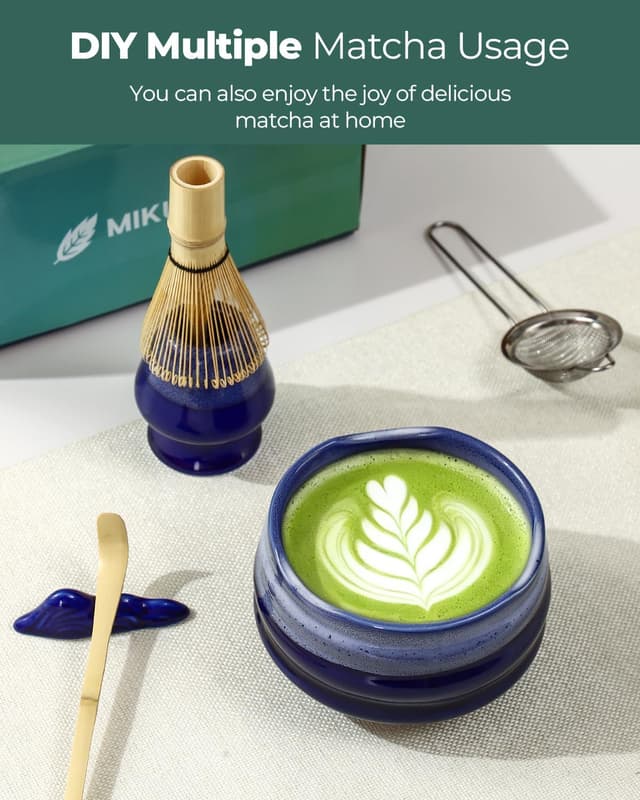 Detalle de MIKUME Matcha Set (6-Piece) with Ceramic Bowl, Bamboo Chasen & Chashaku