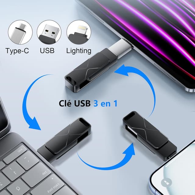 Detalle de Tenggya Lightning 3 in 1 USB 256 GB