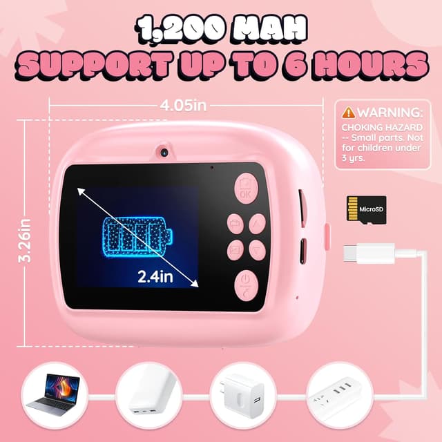 Detalle de Fotocamera istantanea per bambini YOZISS 1080P HD con stampa immediata e rotoli di carta