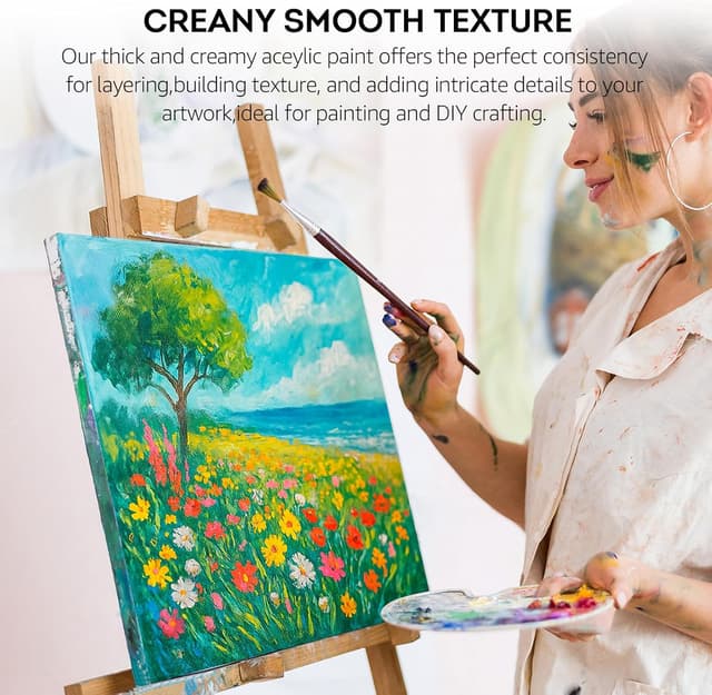 Detalle de ABEIER Acrylfarben-Set mit 20 matten Farben (250 ml) – für Leinwand, Holz und Keramik