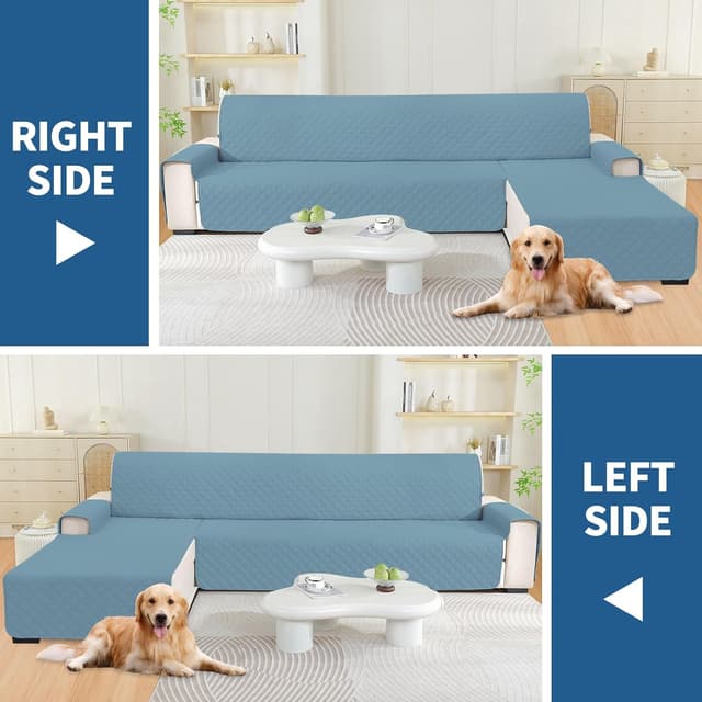 Detalle 2 de YSTELLAA copridivano impermeabile 2 posti con penisola, angolare reversibile destra/sinistra, blu chiaro (L 210 cm)