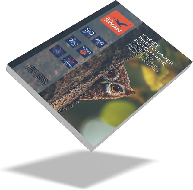 Detalle de BLUE SWAN Carta Fotografica Lucida A4 230 g/m² Extra Spessa – 50 fogli, bianco lucido, asciugatura rapida e resistente all’acqua (inkjet)