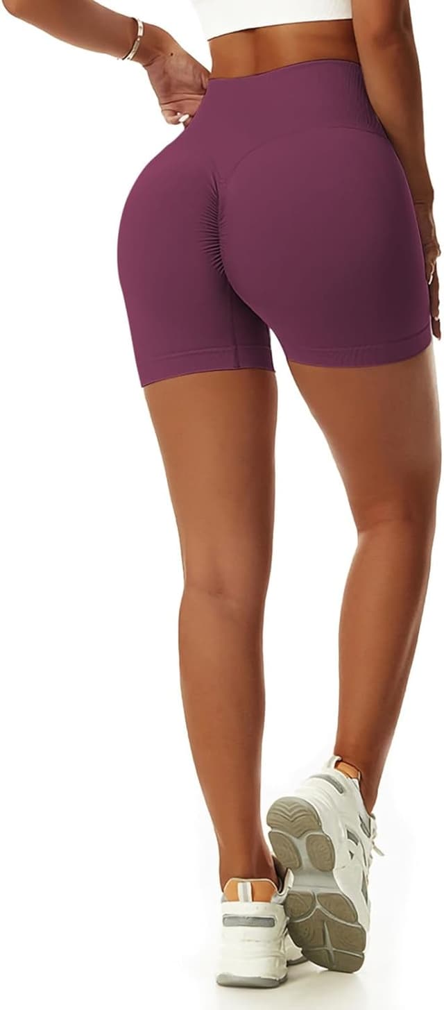 Detalle de Vertvie Damen Gym Shorts V-Cross Stretch mit Push-Up & High Waist – nahtloser Workout-Style