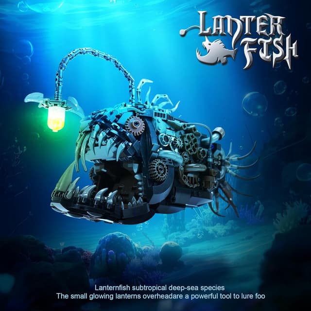 Detalle 2 de Mechanical Laternenfisch Klemmbausteine (1038 Teile) – Tier Lantern Fish im Steampunk-Design