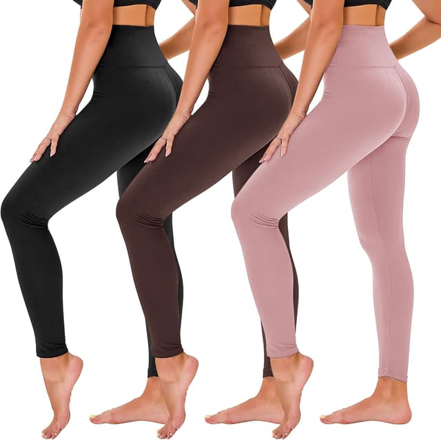 Detalle 2 de TNNZEET 3-Pack High-Waisted Tummy Control Leggings for Women (Black) with Pockets