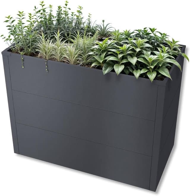 Detalle de Metzler Hochbeet für Garten oder Balkon aus Stahl (Eisenglimmer), 100 x 50 x 77 cm