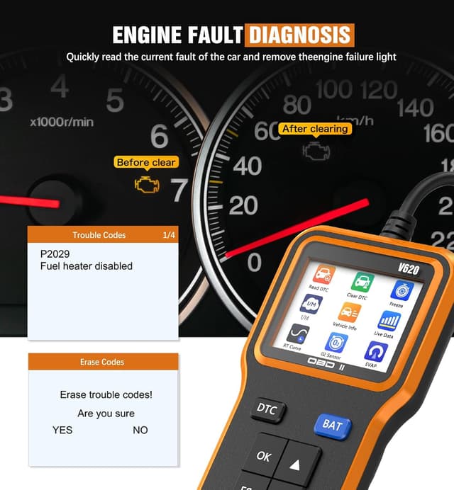 Detalle de UMEIJA OBD2 Scanner with Upgrade Battery Tester (Reads/Clears Codes, Live Data, MIL Readiness) for OBD II Cars Since 1996