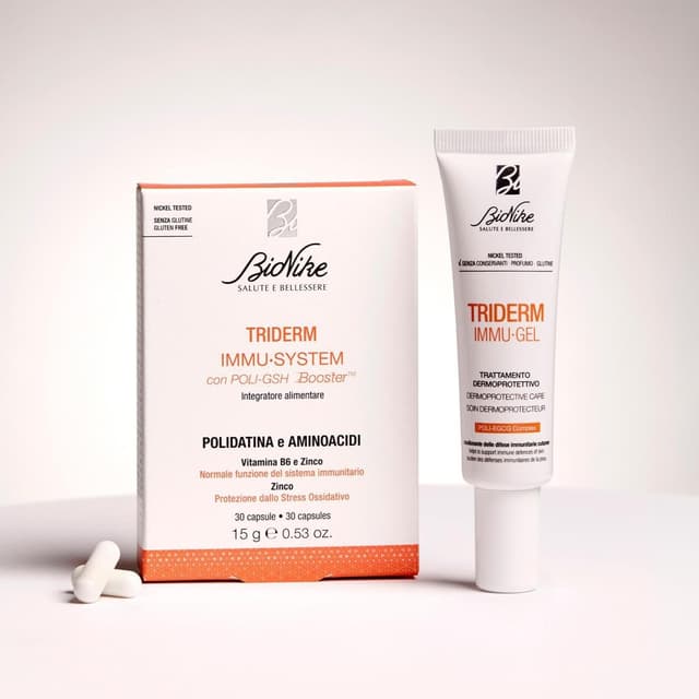 Detalle 1 de BioNike Triderm Immugel: trattamento dermoprotettivo lenitivo per irritazione localizzata, azione antivirale e antifiammatoria, 30 ml