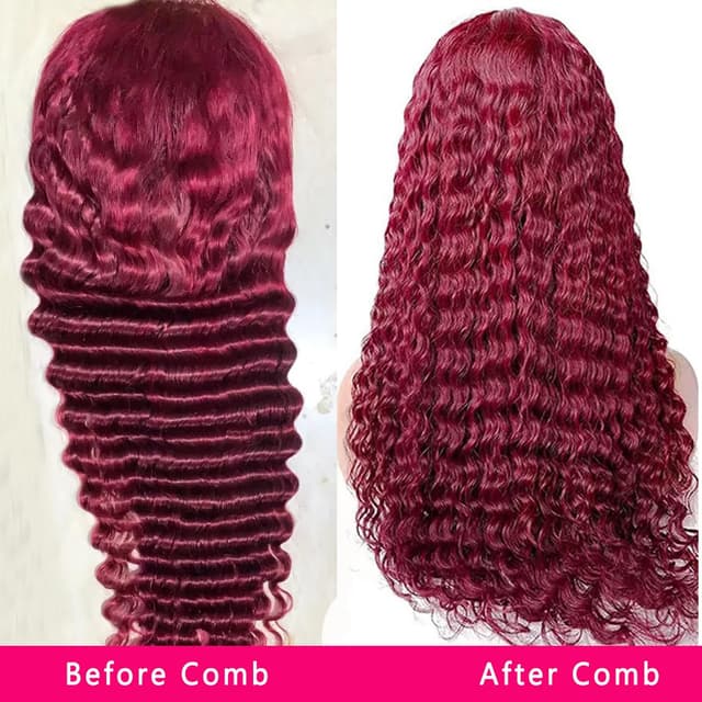Thumbnail 6 de bobili 30 Inch 99J Burgundy Deep Wave 13x6 HD Lace Front Human Hair Wig
