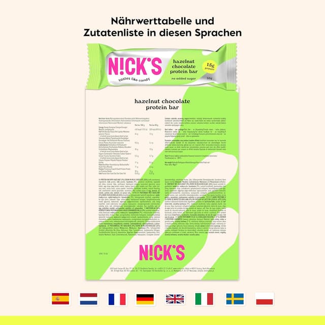 Thumbnail 6 de NICKS Protein Riegel Haselnuss 15 g 🍫