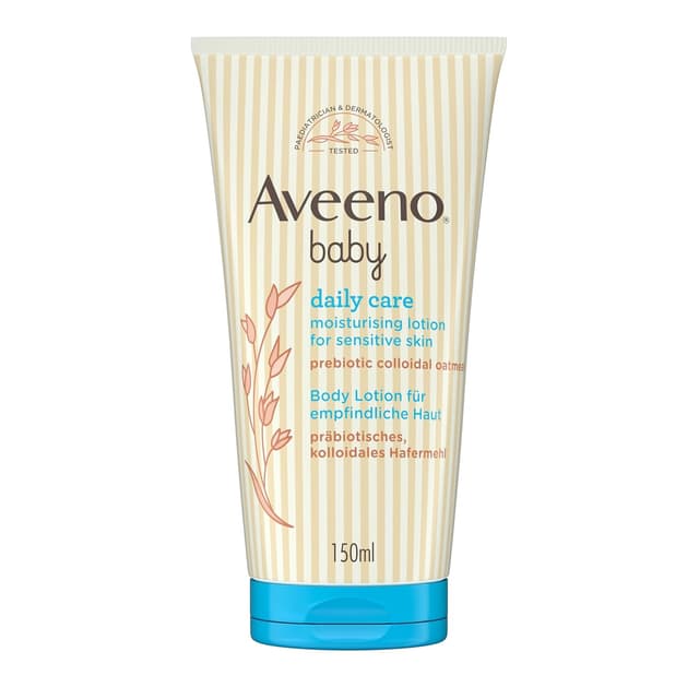 Detalle de Aveeno Baby Daily Care Body Lotion mit präbiotischem kolloidalem Hafermehl (150 ml) für normale bis trockene, empfindliche Haut