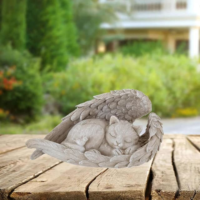 Detalle 2 de GIUSOBG Katze & Hund Engel als Tier-Gedenkfigur für den Garten (Grab Marker)