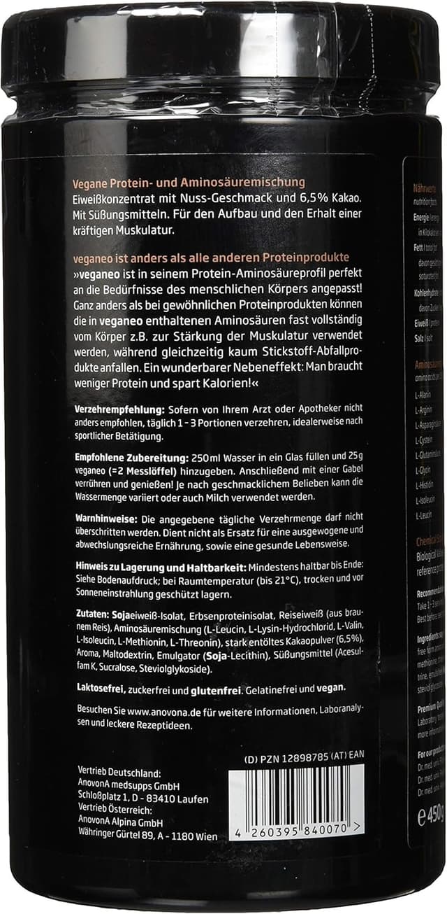 Thumbnail 1 de AnovonA Proteinpulver Schoko Nuss 450g