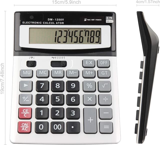 Detalle 2 de HIHUHEN Large Calculator (Solar & Battery) with 12-digit Display