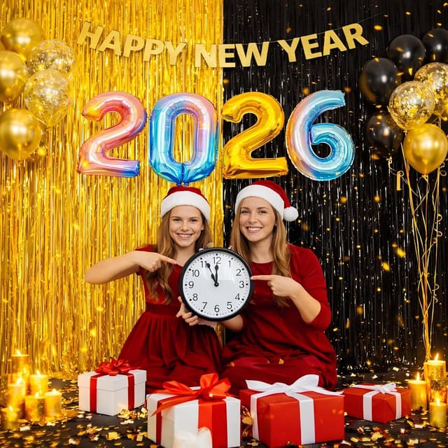 Thumbnail 6 de Black Foil Fringe Curtain Party Decorations (3 Pack) — Shiny Black Tinsel Backdrop