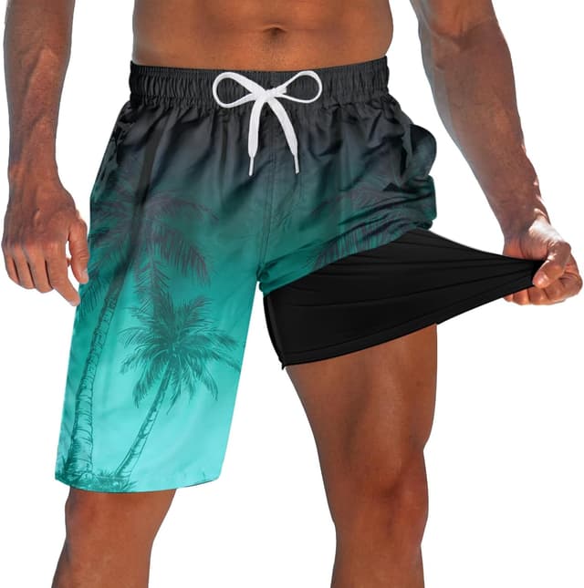 Detalle de Westwolf Men’s Swim Trunks with Compression Liner (9" Quick Dry Board Shorts)