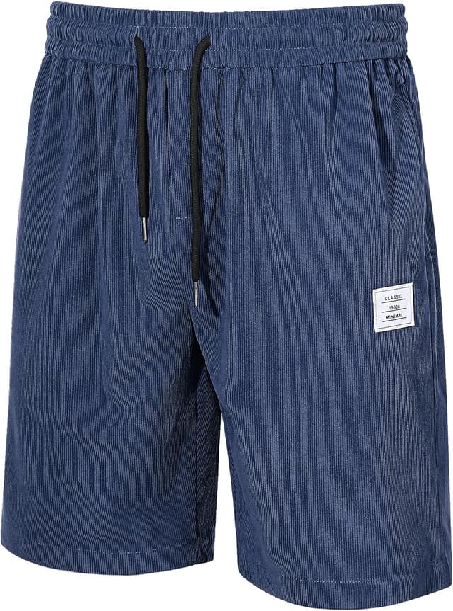 Detalle de TARAINYA Corduroy Kurze Hosen Herren – Baumwollmix Shorts mit Kordelzug & Taschen