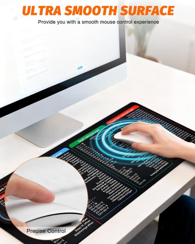 Detalle 2 de 80x30 cm Excel Pad Deutsch & Excel Mauspad Deutsch – Schreibtischunterlage mit Handgelenkstütze für Home Office, Büro & Lernen