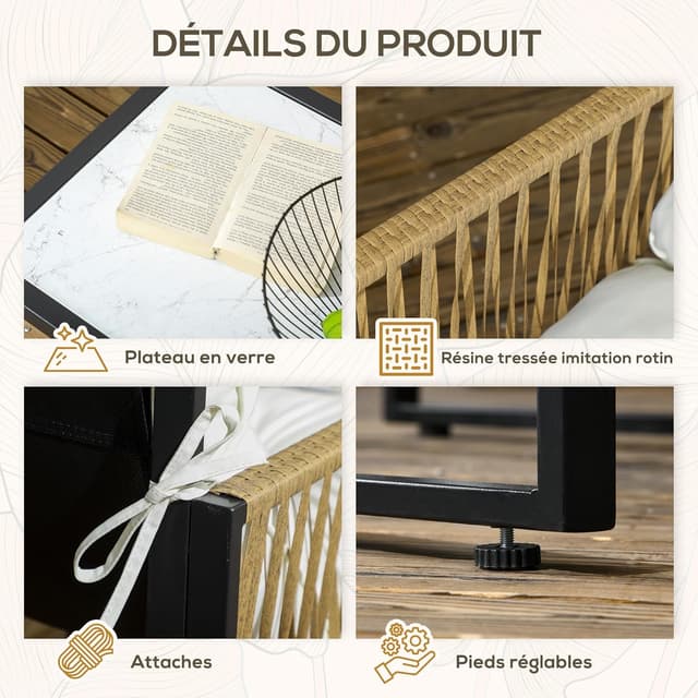 Thumbnail 4 de Outsunny Salon Jardin Extérieur 4 Pièces