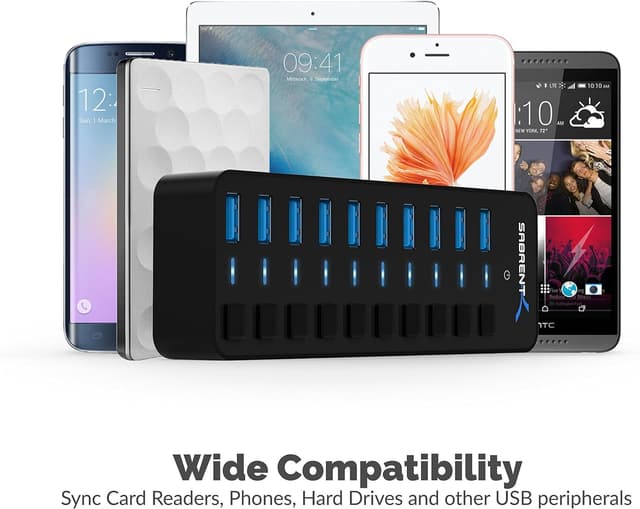 Detalle de SABRENT HB-BU10 USB hub 10 port 60W