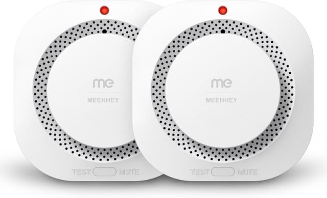 Detalle de Smoke Alarm for Home (Optical) with 10-Year Battery Life, LED Indicator and 80dB Audible – 2 Pack