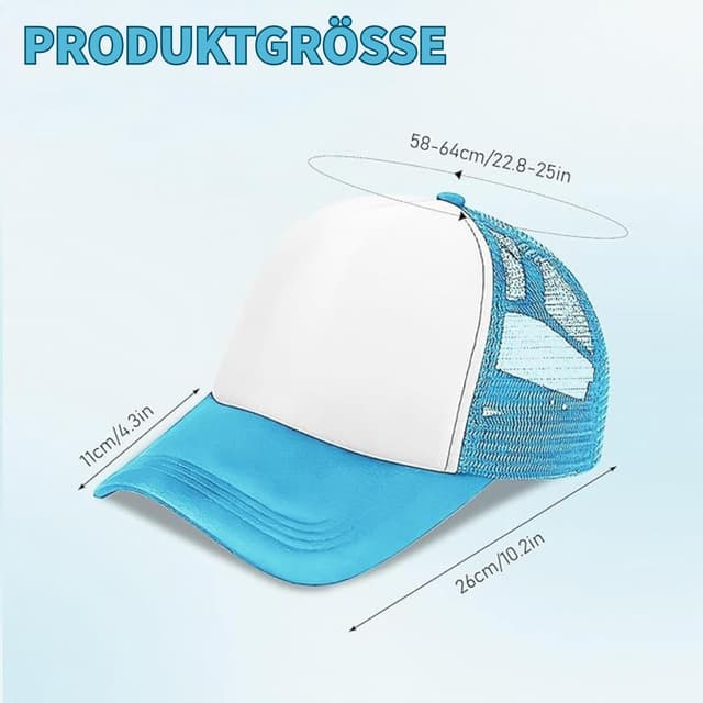 Detalle de TESIN 18er Sublimations-Basecaps-Set (Blanko) – verstellbar, atmungsaktiv mit Mesh-Rücken