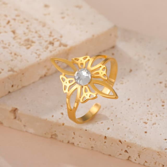 Detalle de Dreamtimes Hexenknoten-Ring aus Edelstahl für Frauen – keltisches Symbol, verstellbar, offen (Wicca/Amulettschmuck)