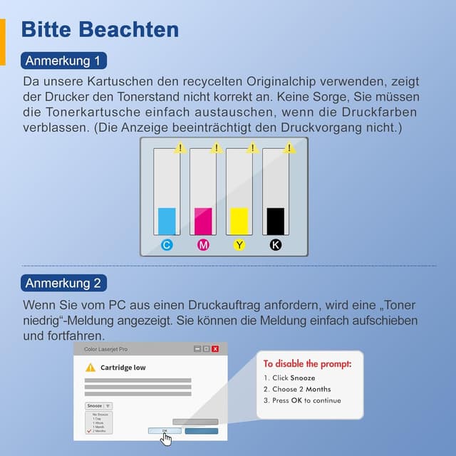 Detalle 2 de Palmtree 415X 4er-Pack kompatibler Toner (W2030X–W2033X) mit Chip für HP 415X, passend für Color LaserJet Pro & MFP
