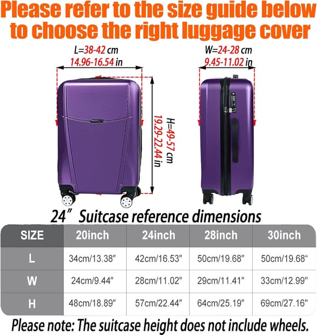 Detalle 2 de GigabitBest TSA-Approved Clear PVC Suitcase Cover for 24" Wheeled Luggage