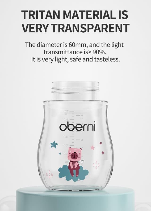 Detalle de Oberni Trinklernbecher aus Tritan (270 ml) mit Griffen, Gurten und Strohhalm, BPA-frei – auslaufsicher, ab 12 Monaten, blau