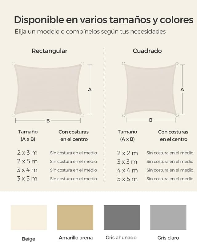 Thumbnail 5 de SONGMICS Vela de Sombra 4x4 m