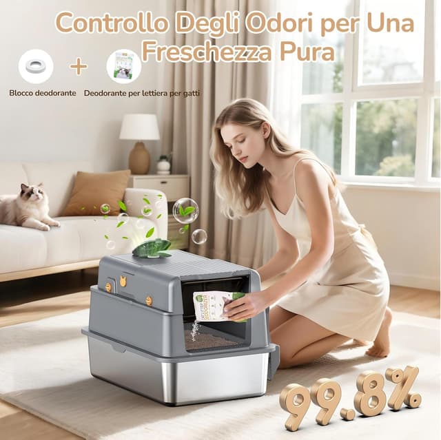 Detalle 2 de PalNests lettiera per gatti XXL in acciaio inox 105°