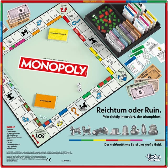 Detalle de Monopoly Basisspiel mit Aufbewahrungsfach und größeren Spielfiguren – Deutsche Fassung