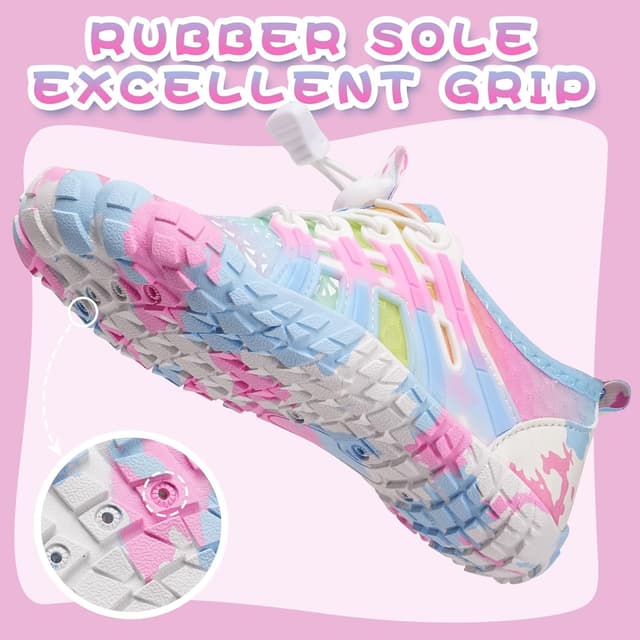 Detalle de WateLves Kinder Barfußschuhe als Wasserschuhe – rutschfeste Aquaschuhe mit Schnellverschluss