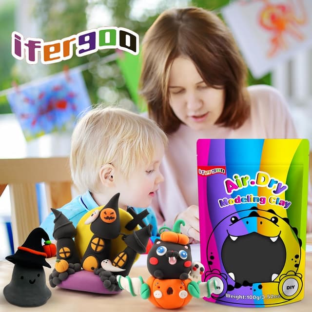 Thumbnail 2 de Air dry modelling clay 100 g Black