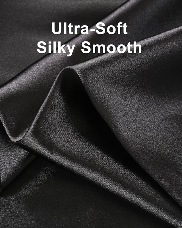 Detalle de TinyChoice 3-Piece Silk Satin Pajama Set for Women (Short Sleeve Button-Down Top + Shorts + Long Pants)