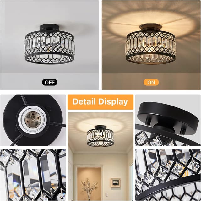 Thumbnail 6 de YURNYQ Crystal Ceiling Light 11.4 in