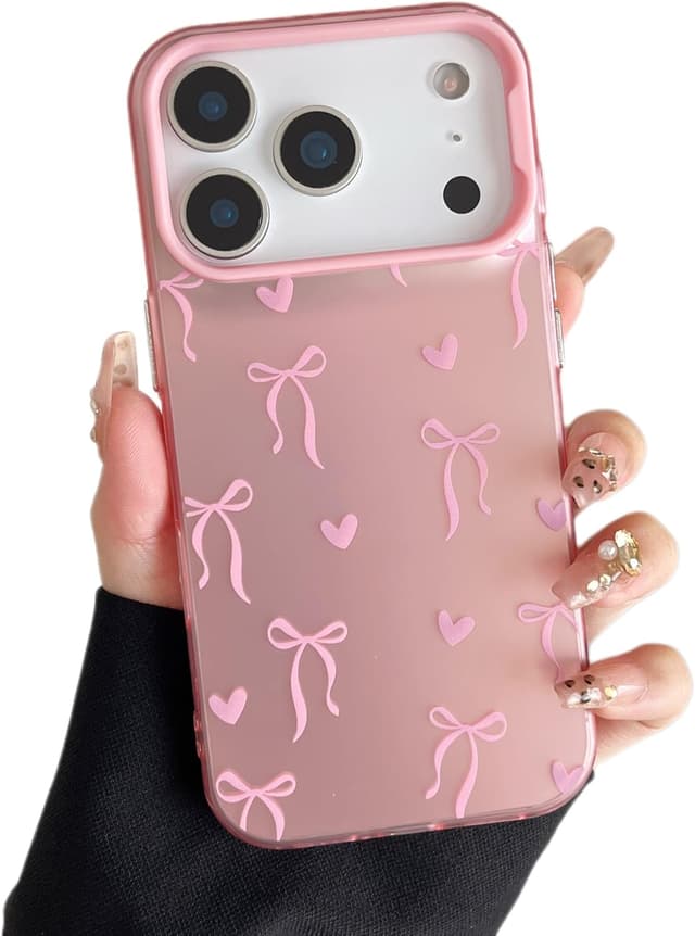Detalle de ZTOFERA iPhone 17 Pro Max Case (Pink Ribbon Bow Tie Aesthetic) — Slim Hard IMD Shockproof Protective Bumper