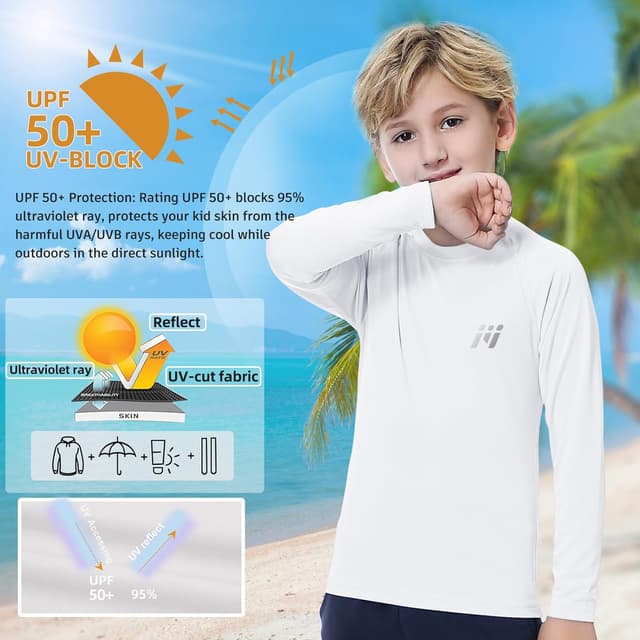 Detalle de MEETWEE Ragazzi rash guard manica lunga con protezione UV UPF50+ per bambini